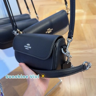 NWT Coach Hailey Flap Bag Leather CAN72 Silver/Black | eBay