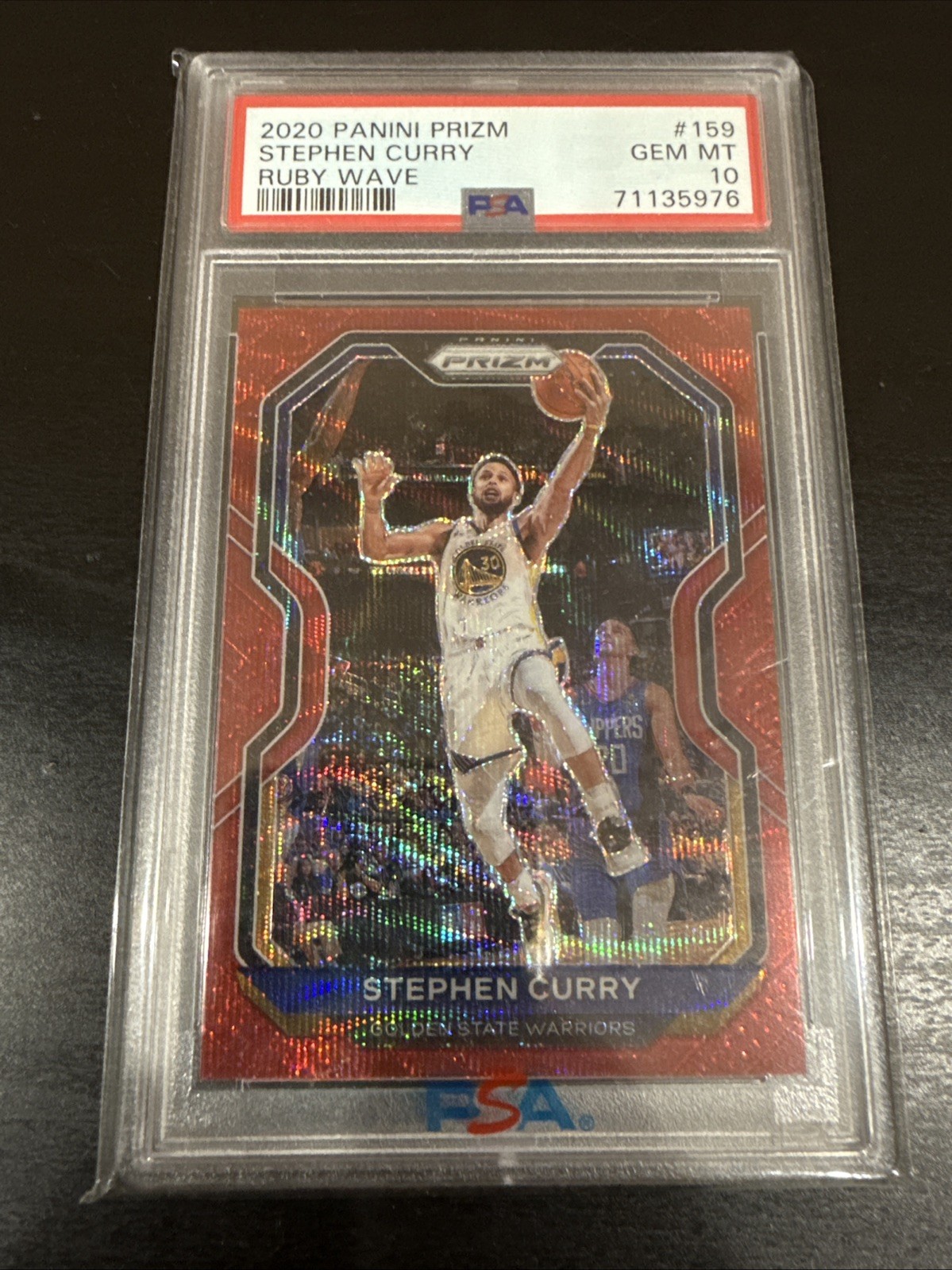 2020 Panini Prizm Stephen Curry Ruby Wave #159 Golden State Warriors PSA 10