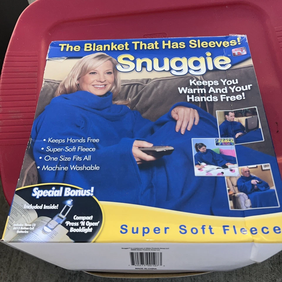SNUGGIE Original Blanket Sleeves Blue Adult Soft Fleece In Box One Size - Image 3 of 4