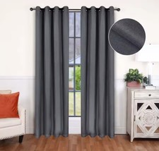 Linen Blackout Curtains Set of 2 Charcoal 52"W x 108"L