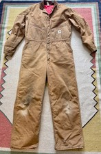 VTG 70s 80s Carhartt Duck Coveralls 40R Red Quilted Lining USA Workwear Chore