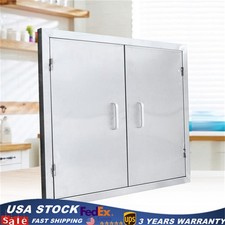 Stainless Steel Double Doors Access Outdoor Kitchen Island Door Drawer BBQ Grill