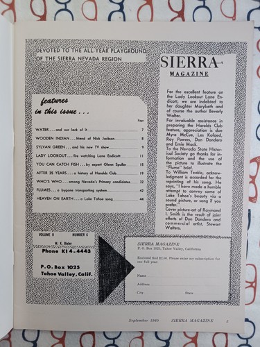 Sierra Magazine Volume 2 #6 September 1960 - 2 Copies - Original Issue & Reprint - Picture 4 of 11