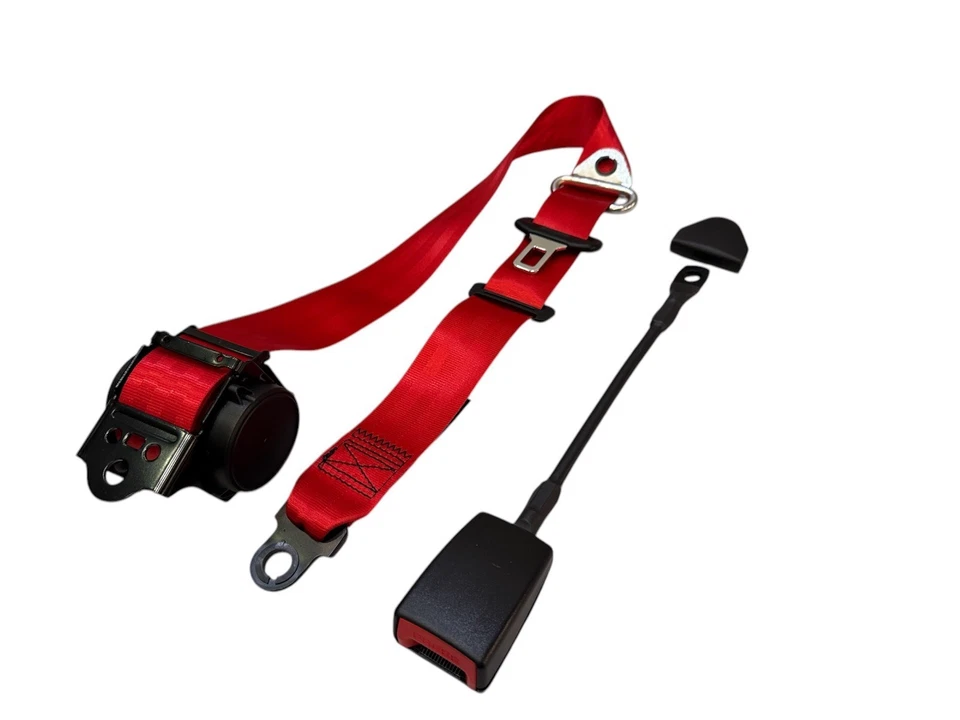 Par de cinturones de seguridad rojos de 3 puntos para Porsche 911 912 914 356 Foto 2 de 4