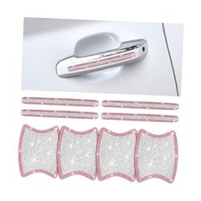 8PCS Bling Car Door Handle Protector, Crystal Rhinestone Vehicle White/Pink