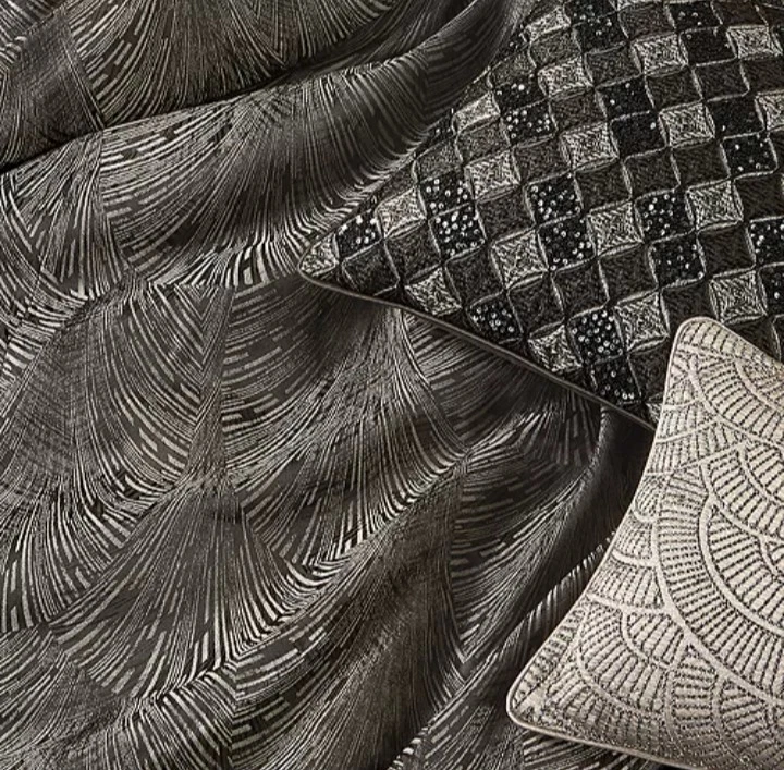 Juego de edredón KING de 4 piezas Hudson Park "Deco Fan" con fundas + Bonus Euro Sham, nuevo con etiquetas Foto 3 de 4