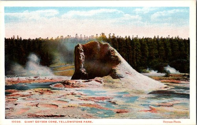 #ad Vintage Giant Geyser Cone Yellowstone Park Haynes Photo Postcard $1.95