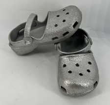 Crocs Karin Sparkle Clogs Silver Glitter Mini Wedge Design Child s Size 10