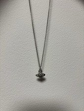Vivienne Westwood Mini Bas Relief Orb Necklace Silver Tone Crystal