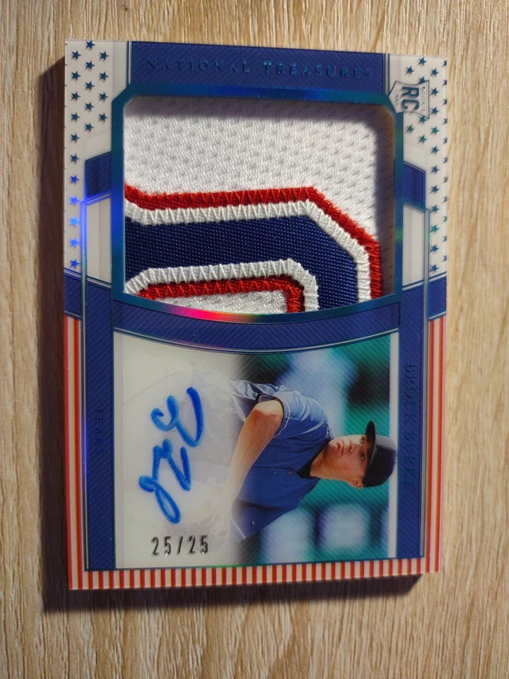 2020 Panini National Treasures Red White Blue Brock Burke Patch Auto Bookend/25 - Image 2 of 4