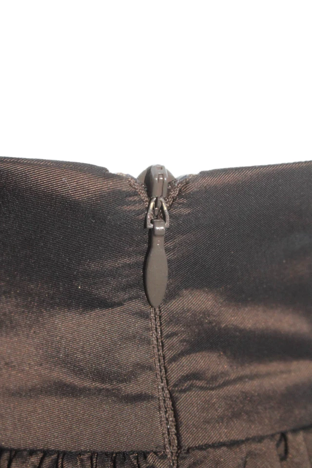 Falda Trina Turk para mujer mezcla de seda hasta la rodilla línea A marrón chocolate talla 6 Foto 4 de 4