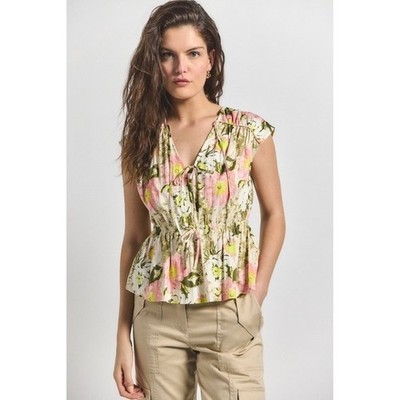New Derek Lam 10 Crosby Caroline Double Tie Top in Flooral Print Size S