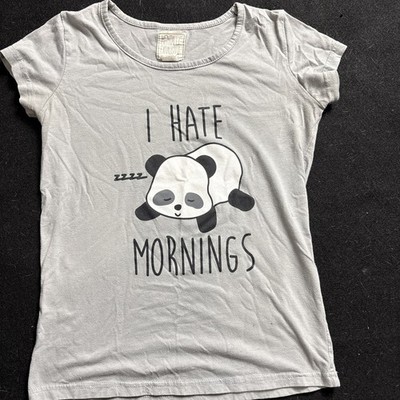 I Hate Mornings Sleepy Lazy Present Gift Panda Womens  T-Shirt Small