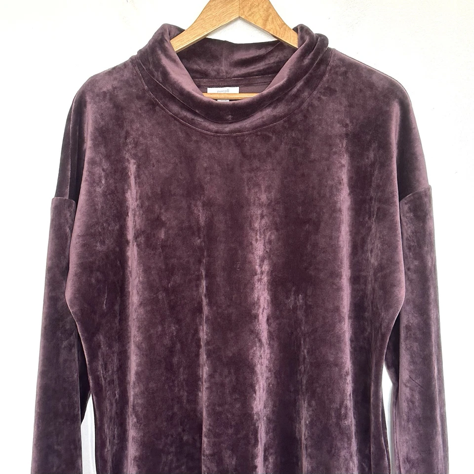 Suéter Pure Jill para mujer cuello alto grande púrpura terciopelo manga larga pulóver Foto 3 de 4