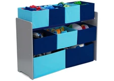 Delta Children Deluxe Multi-Bin Toy Organizer with Storage Bins, Grey