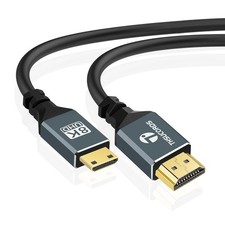 8K Mini HDMI to HDMI Cable 10FT, Flexible Thin Slim 48Gbps HDMI to Mini HDM...