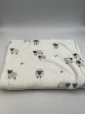 Primark baby Lamb Sheep Fleece Pram Size Blanket white grey