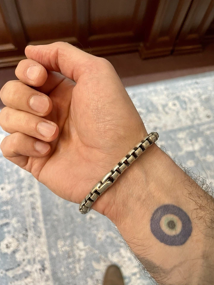 David Yurman pulseira de identificação de pedra exótica com pietersite - 7mm - 8,5" - RARO - Imagem 3 de 4