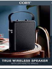 NIB COBY TRUE WIRELESS SPEAKER WITH LEATHERETTE HANDLE