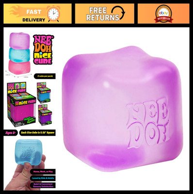 Sensory Squeeze Toy - NeeDoh Nice Cube, Super Solid Squish, 2.25'' Purple Stress