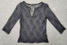 Charlotte Russe Womens Black Sheer Top Size S Longsleeve USA Made