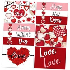 Set of 6 Valentine's Day Placemats 17 x 12'' Red Heart Sweet Hearts Valentine