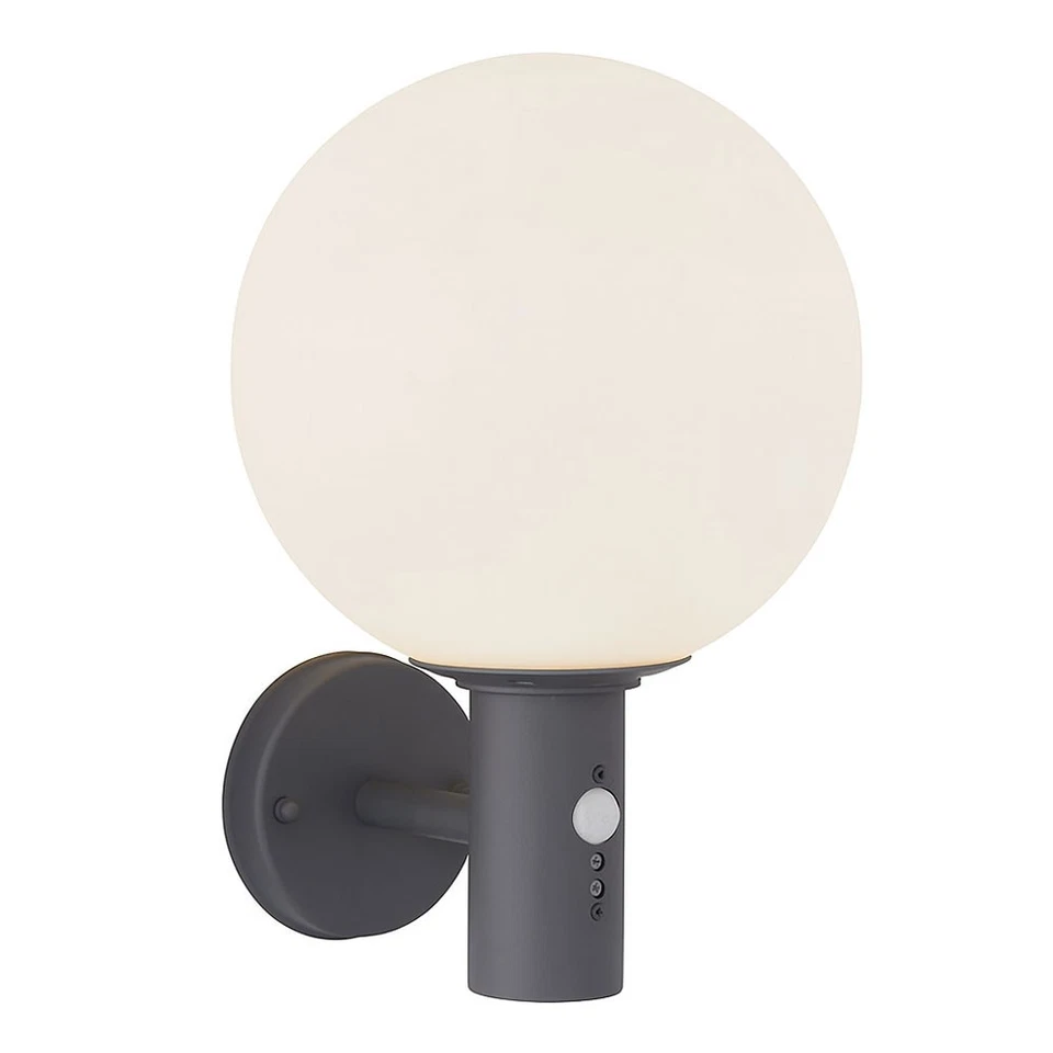 Hauswandlampe Wandleuchte Außenleuchte Bewegungsmelder Glas LED Kugel anthrazit - Bild 2 von 4