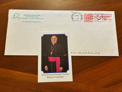 Autograph DONALD JOSEPH KETTLER-Bishop Fairbanks-Saint Cloud-signed-with letter