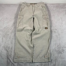 Vintage JNCO ARMY TWILL CARGO PANTS Men 32x30 Beige Wide Leg Baggy USA Made NWOT
