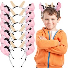 Plush Farm Animal Headband Set: 6 Milk Cow Ear Hairbands, Cosplay Costume Acc...