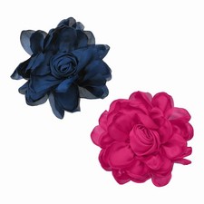 Large Fabric Flower Brooches Pins, 2Pcs Rose Flower Brooch, Rose Red/Navy Blue