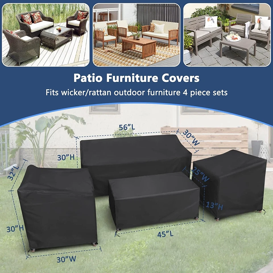 Juego de 4 Fundas para Muebles de Patio, Resistente Impermeable Muebles de Exterior Cala Foto 2 de 4