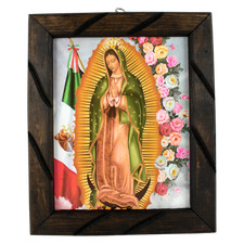 Lady of Guadalupe Mexican Flag Art Virgen de Guadalupe Bandera 36x24 18X13 12X10