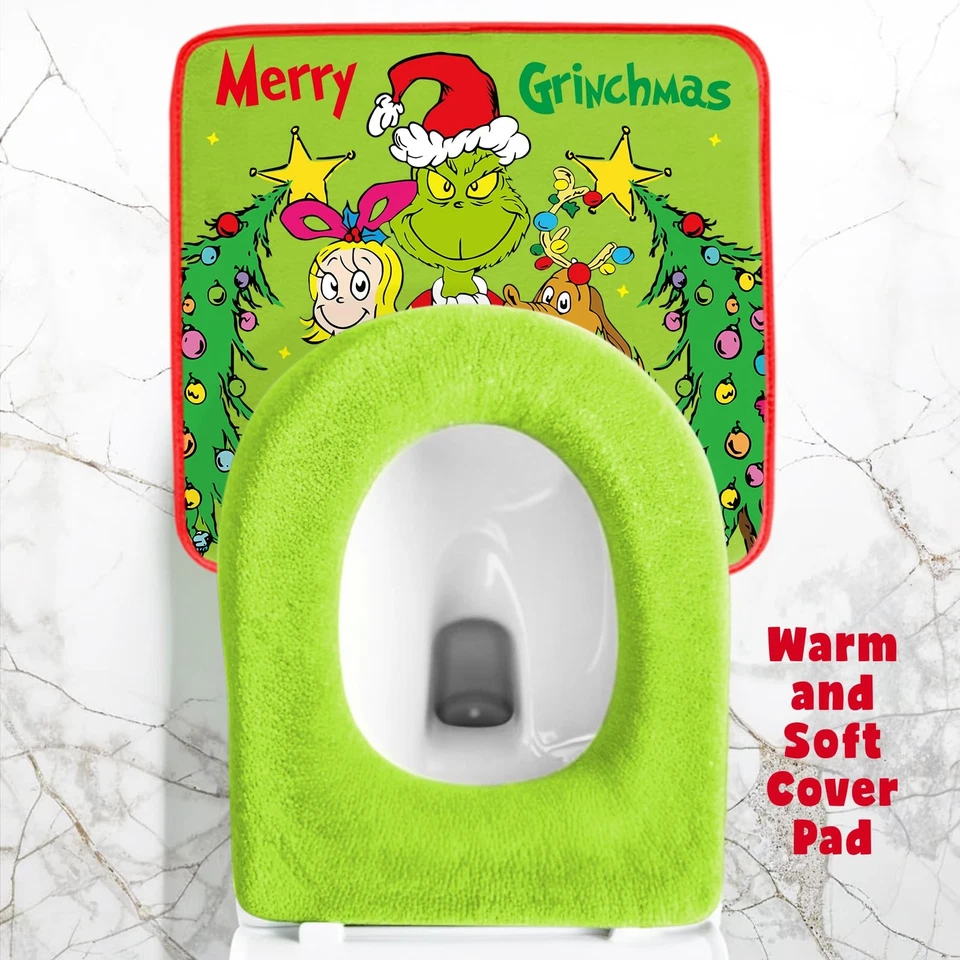 Смешной рождественский набор чехлов на сиденье унитаза 4 шт белый слон декор для ванной - Изображение 4 из 4