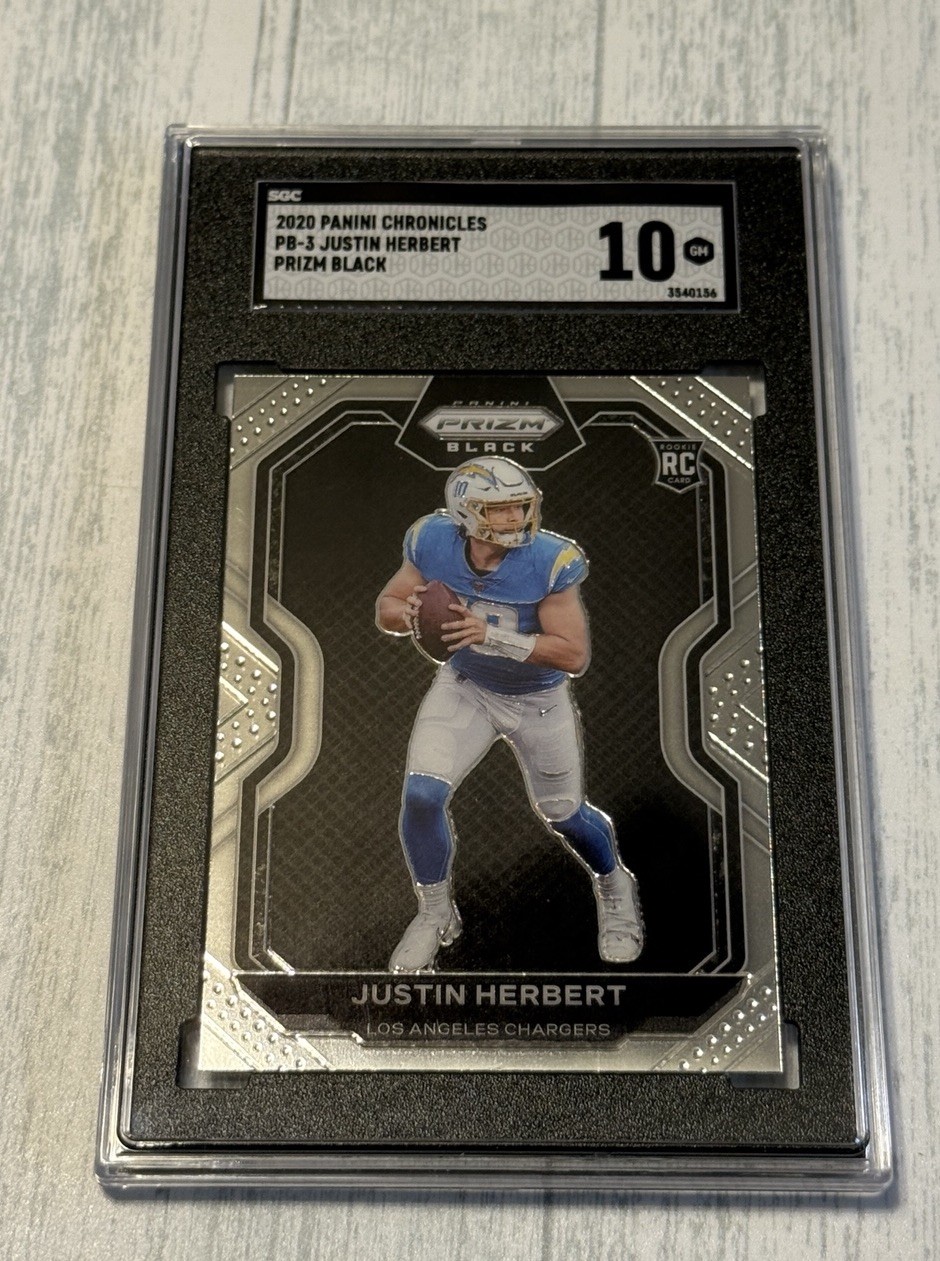 2020 Panini Chronicles Prizm Black Justin Herbert #PB-3 SGC 10 GEM Rookie RC
