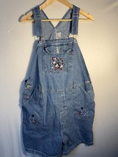 Vintage Mickey Mouse Denim Shortalls 20W Y2K Disney Overalls Baggy