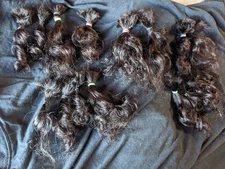 Human Hair cut ponytail blonde fresh 7/8", doll mohair REAL human hair 4.8oz LOT