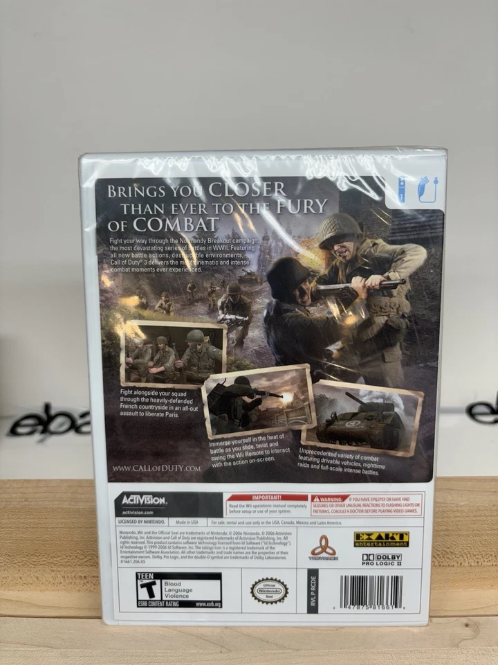 Brand New Sealed Call of Duty 3 (Nintendo Wii, 2006) Free Shipping - Image 2 of 2