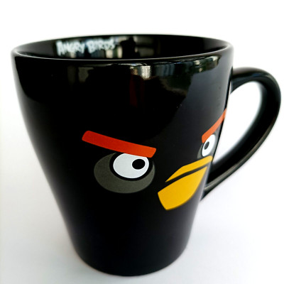 Bomb Black Bird Angry Birds Glazed Black Ceramic Mug 11.8 Fl Oz Rovio New