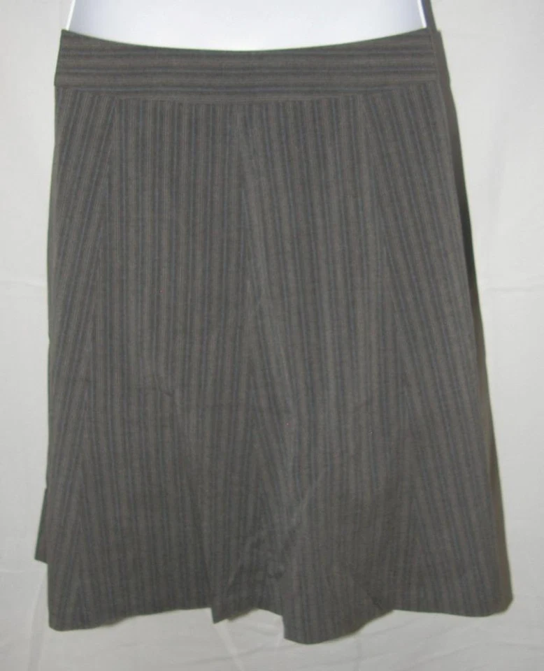 Gray Pinstriped Sz 14 Petite Church Office Lined Side Zip A-Line Skirt COVINGTON - Image 2 of 3