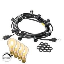 Illu- Partylichterkette 20m Biergarten Terrasse Außen 20x LED Filament Glühbirne