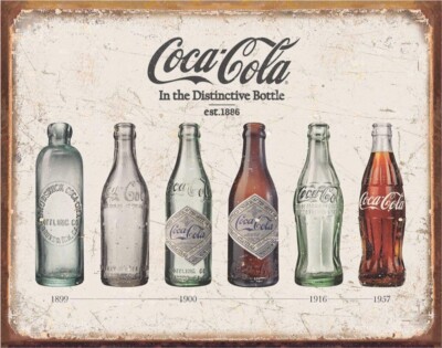 Coca Cola Bottle Evolution Tin Metal Sign Man Cave Garage Decor 12.5 x 16