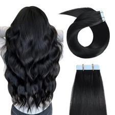 20 Inch Jet Black Tape In Hair Extensions 100 Remy Human Hair 20 Pack