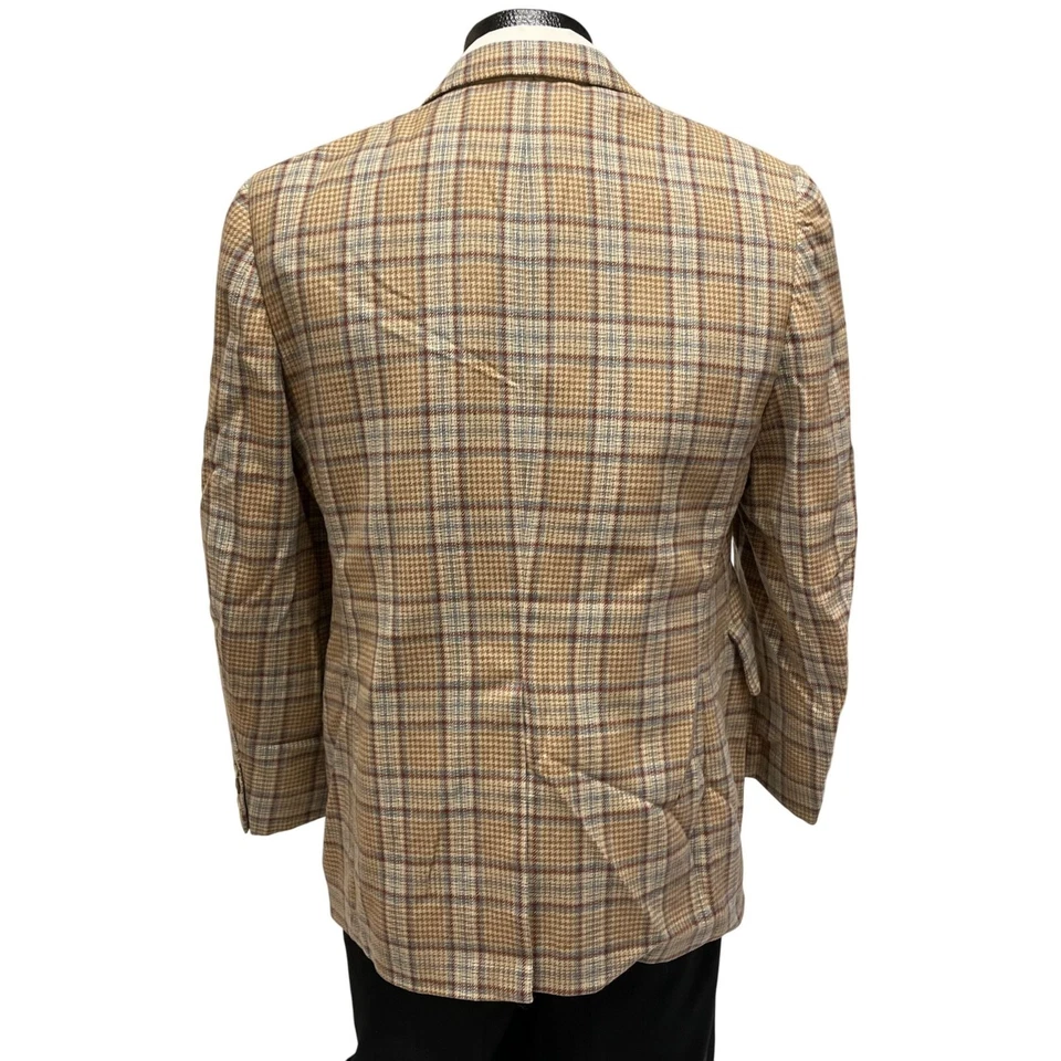 Abrigo Deportivo Bonds Beige Espiga Años 70 De Colección Azul SOMBRA CUADROS Lana Tweed Chaqueta Foto 4 de 4