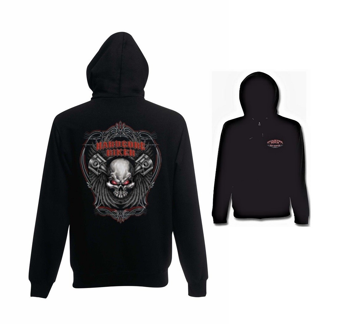 Sweatshirt Jacket Black Biker Chopper & Oldschool Motif Model Hardcore Biker-image