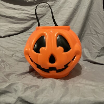 Vintage Halloween Union Products Blow Mold Jack O' Lantern Pumpkin Candy Bucket