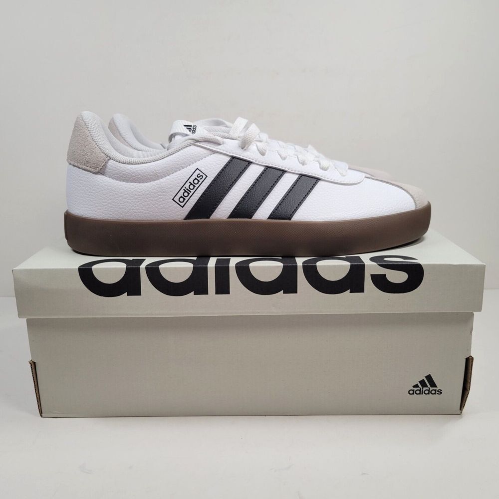 Adidas VL Court 3.0 Shoes Mens 10 White Black Gum Skateboarding Sneaker ID6285