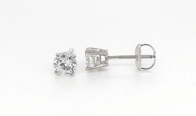 14 Karat Weißgold 0,50 kt Rundschliff FL/D Brillant GRA Moissanit Ohrstecker 5 mm