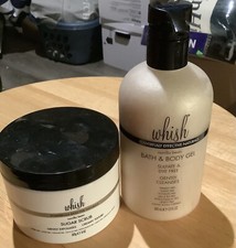 Whish Vanilla Bean Sugar Scrub 8oz  Whish 13oz Bath  Body Gel NEW