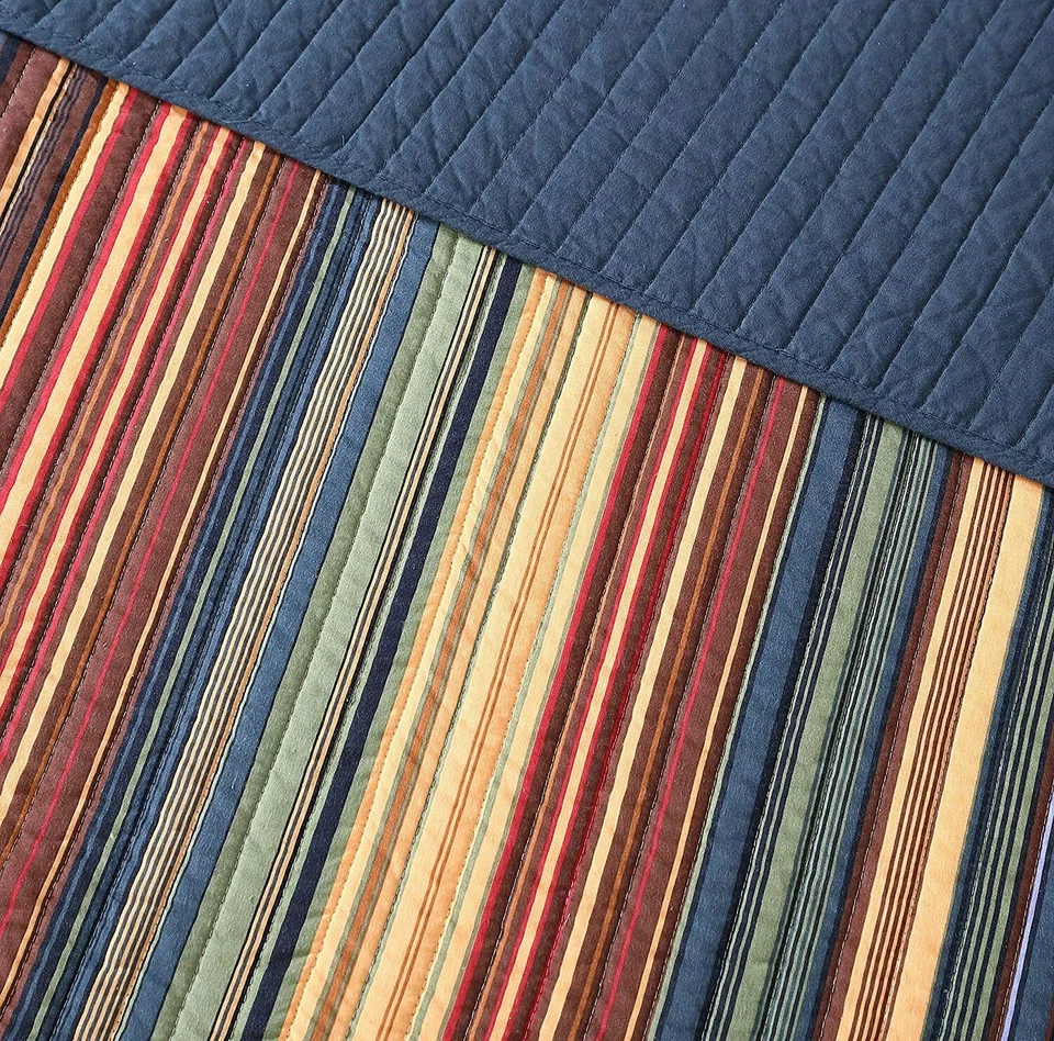 Pre-Washed Cotton Quilt Set Multi-Striped Coverlet Daybed Cover , Throw Blanket - Image 4 of 4